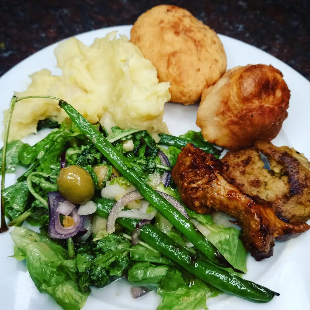 Fresh mixed green salad with bread - Vegan catering side dish Johannesburg