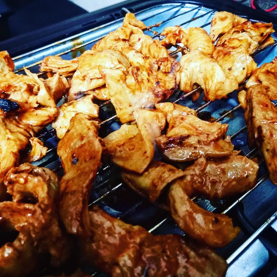 Grilled marinated vegan 'chicken' pieces - Gourmet plant-based catering Rosebank